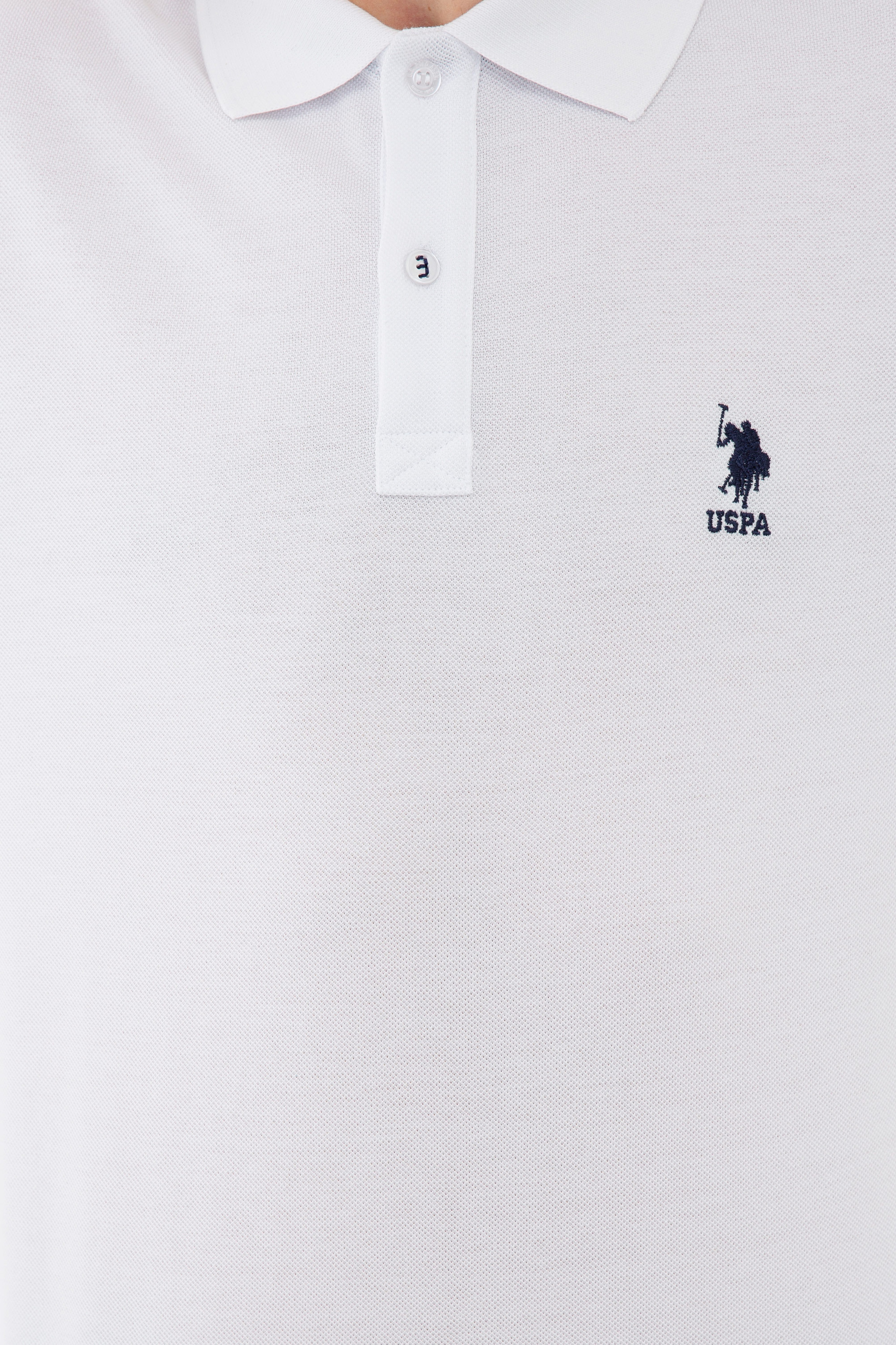 Erkek Beyaz Polo Yaka Basic T-Shirt - Image 5