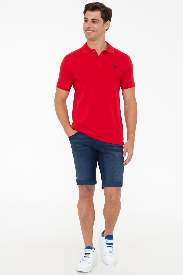 Erkek Kırmızı Polo Yaka Basic T-Shirt - 50232311024