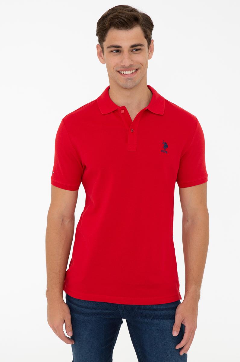 Erkek Kırmızı Polo Yaka Basic T-Shirt