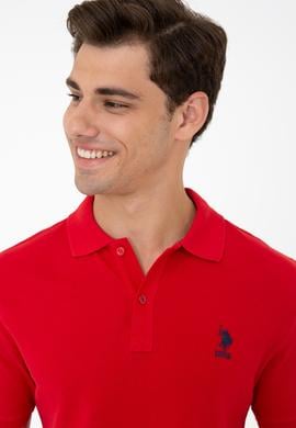 Erkek Kırmızı Polo Yaka Basic T-Shirt - 50232311024