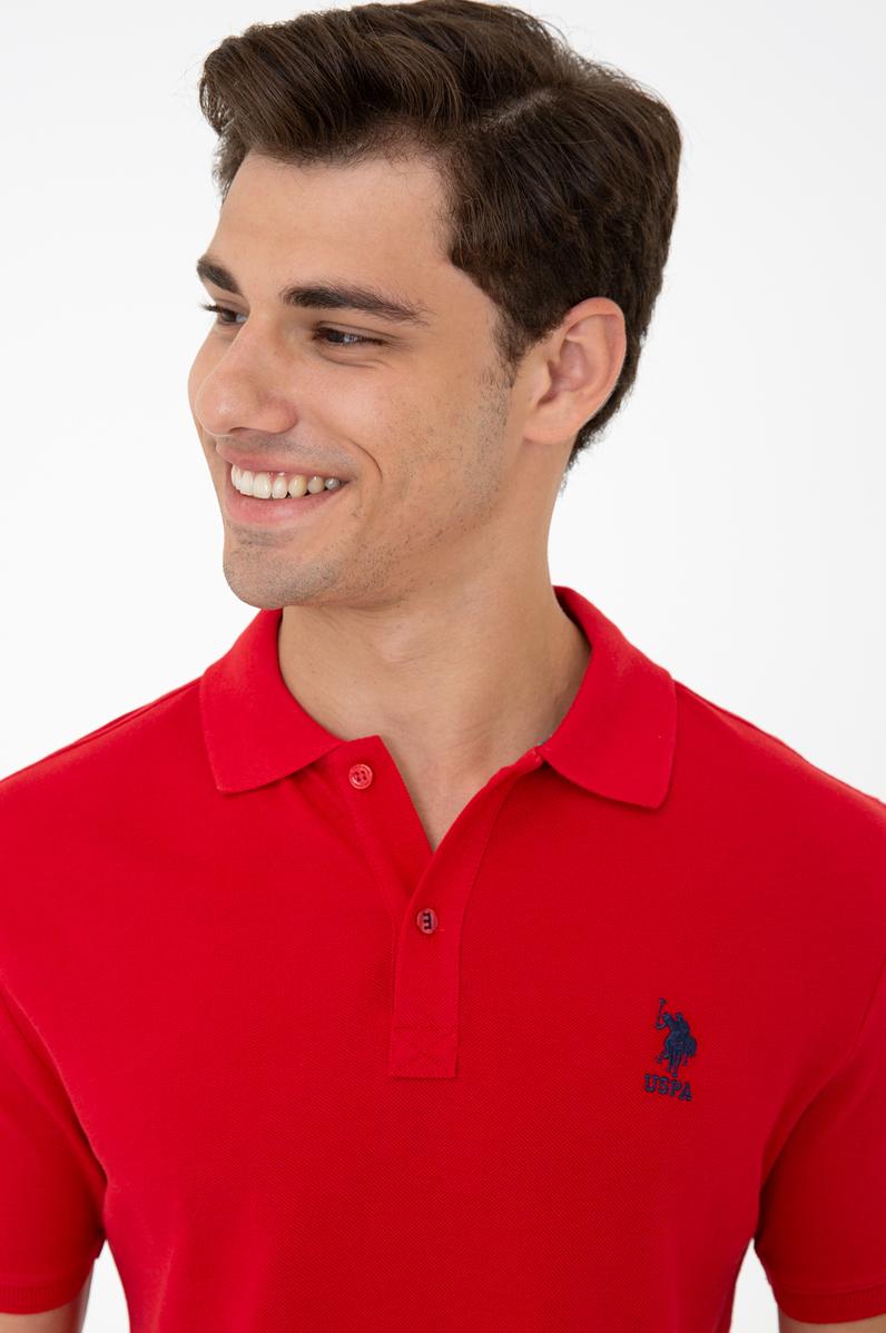 Erkek Kırmızı Polo Yaka Basic T-Shirt