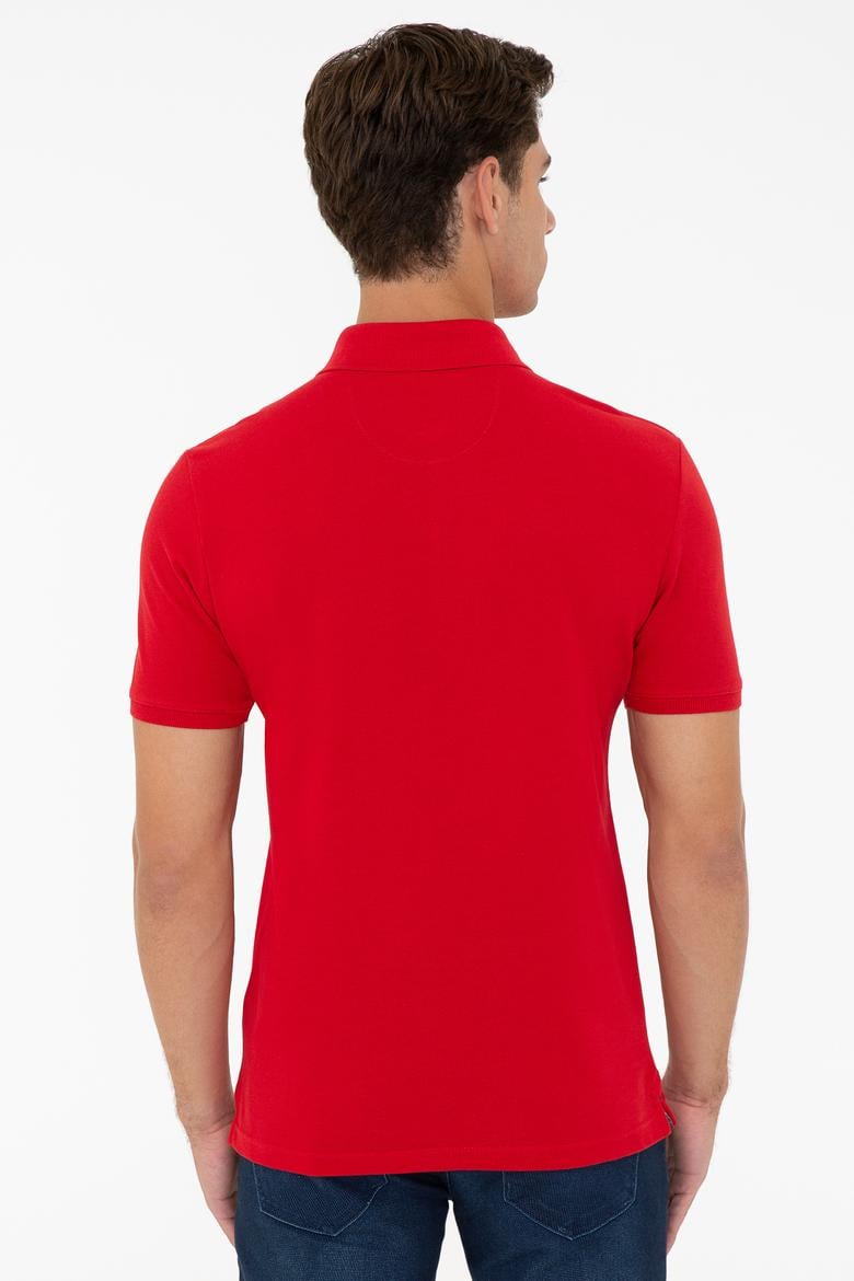 Erkek Kırmızı Polo Yaka Basic T-Shirt - 50232311024