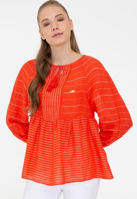 Kadın Kırmızı Uzun Kollu Gömlek - 50234989027