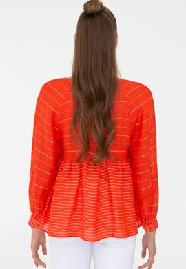 Kadın Kırmızı Uzun Kollu Gömlek - 50234989027