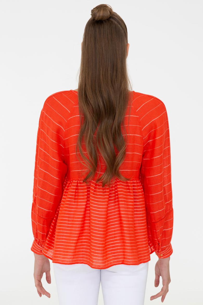 Kadın Kırmızı Uzun Kollu Gömlek - 50234989027