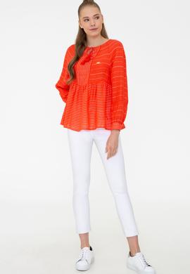 Kadın Kırmızı Uzun Kollu Gömlek - 50234989027