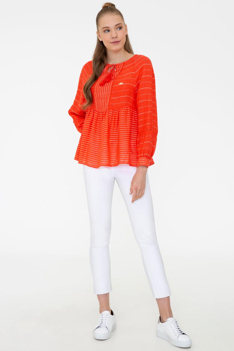 Kadın Kırmızı Uzun Kollu Gömlek - 50234989027