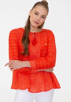 Kadın Kırmızı Uzun Kollu Gömlek - 50234989027