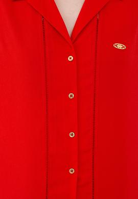 Kadın Kırmızı Gömlek Kısakol - 50235179007