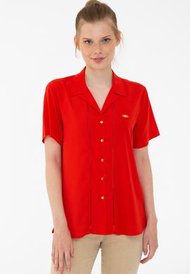 Kadın Kırmızı Gömlek Kısakol - 50235179007