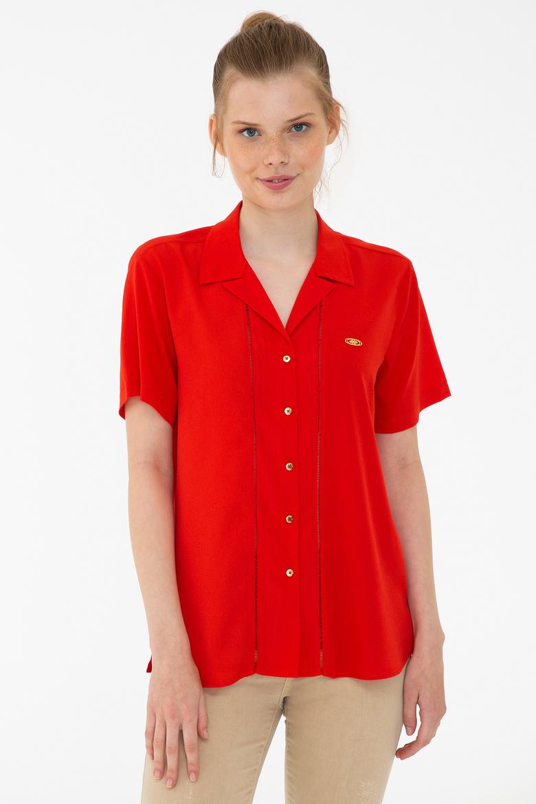 Kadın Kırmızı Gömlek Kısakol