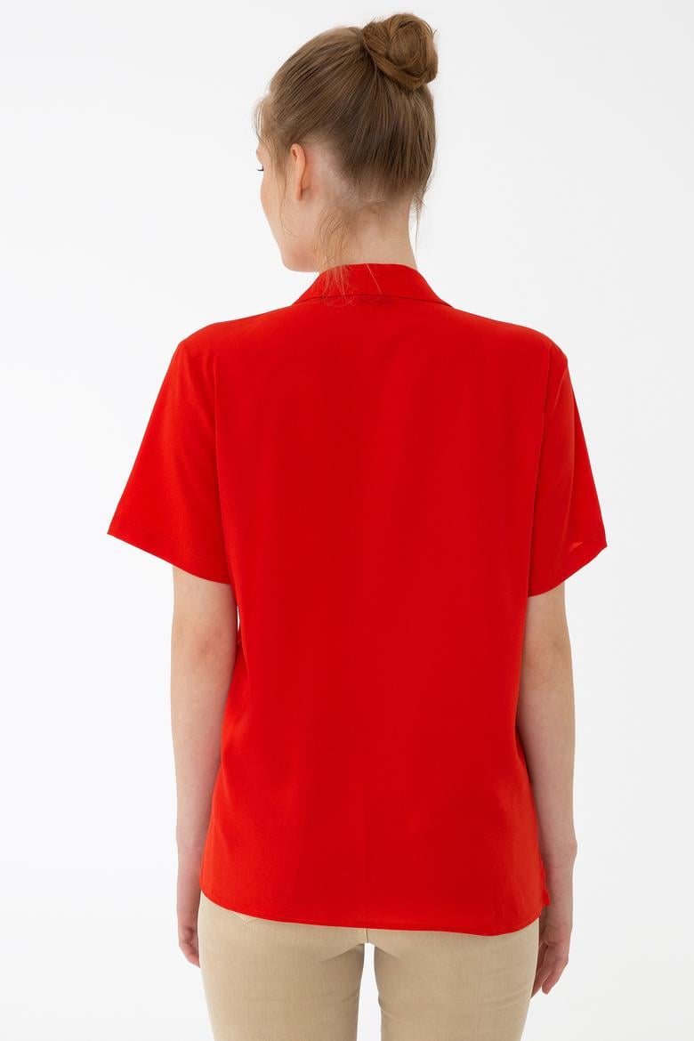 Kadın Kırmızı Gömlek Kısakol - 50235179007