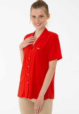 Kadın Kırmızı Gömlek Kısakol - 50235179007