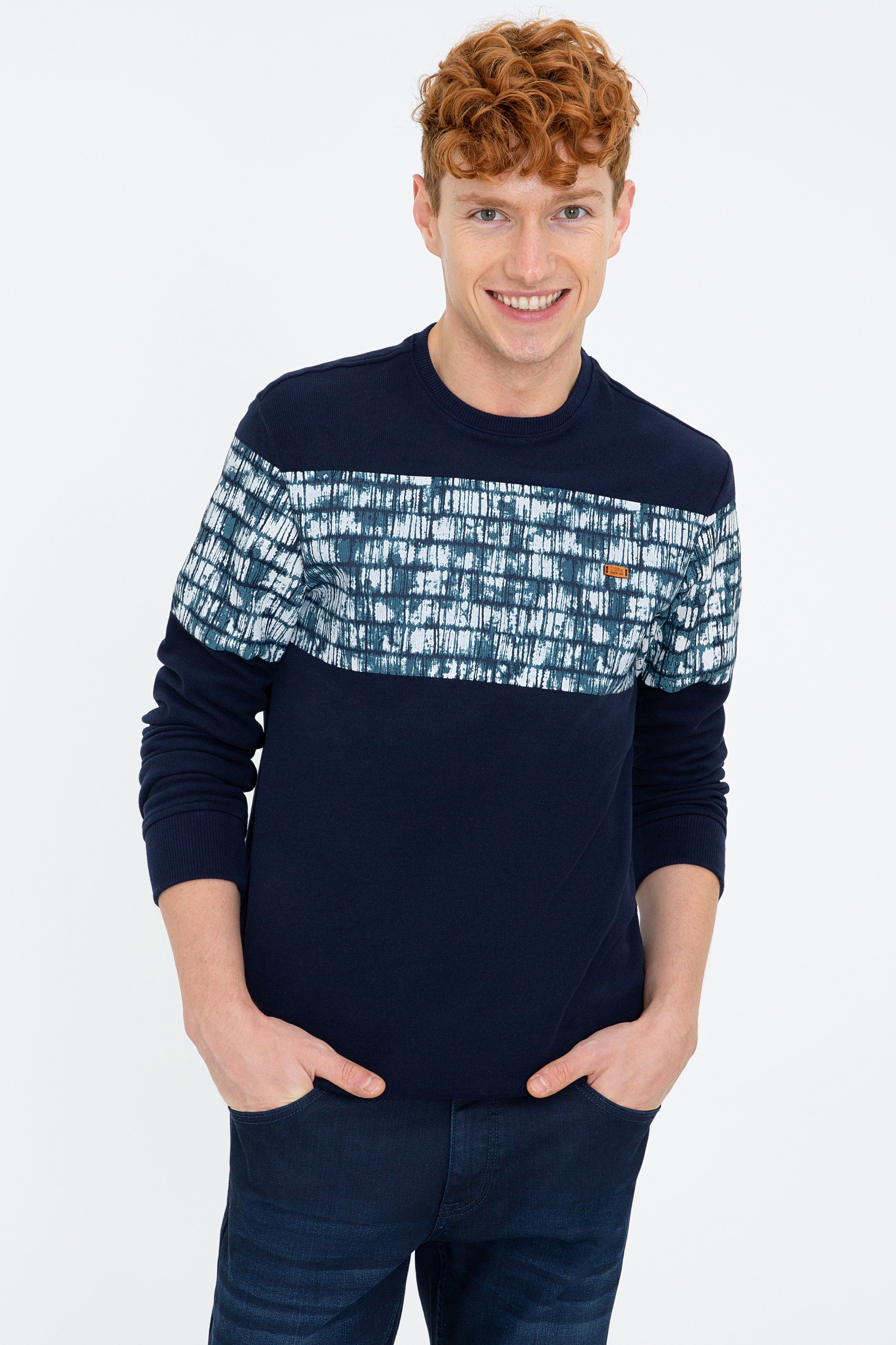 Erkek Lacivert Bisiklet Yaka Sweatshirt - Image 1