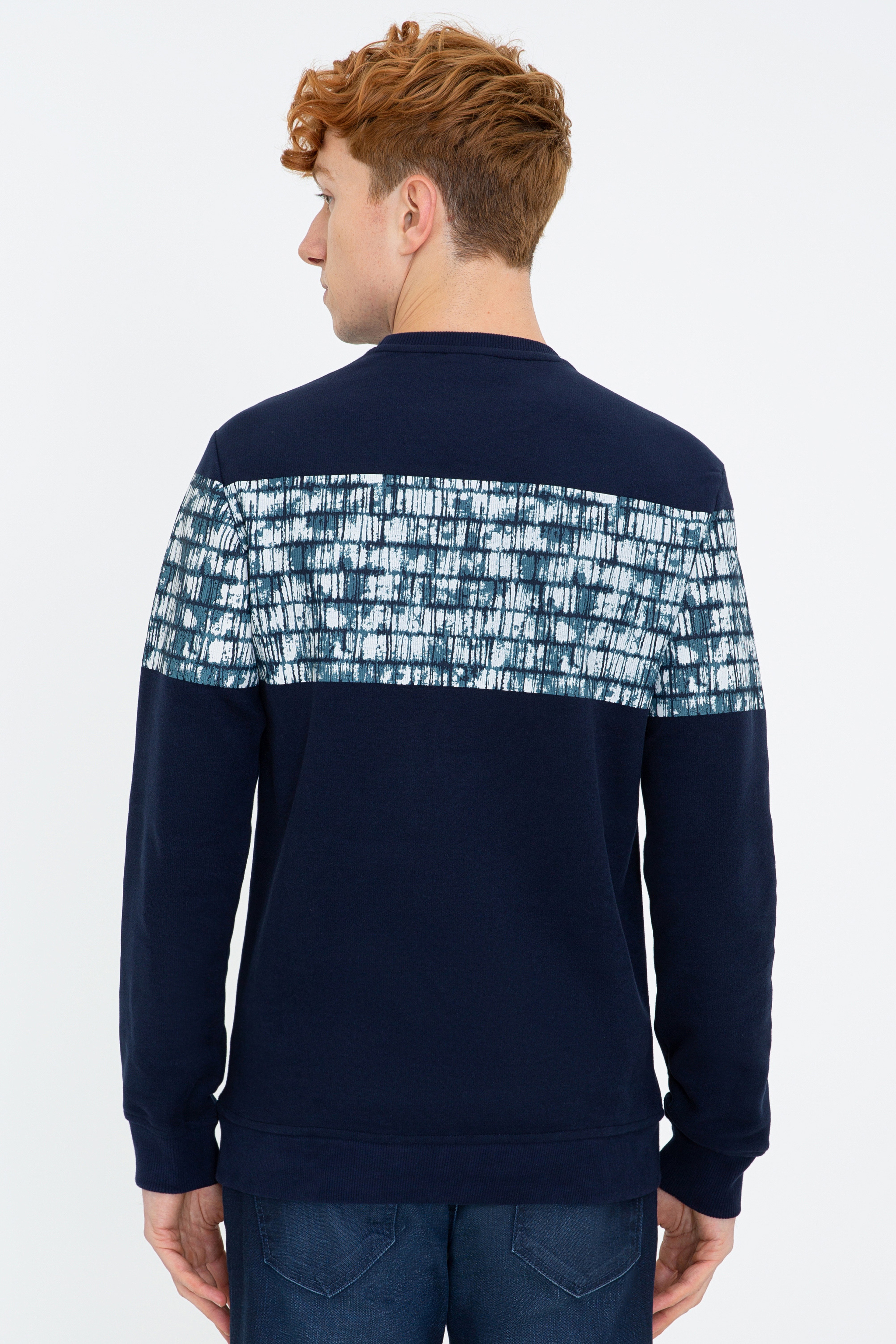 Erkek Lacivert Bisiklet Yaka Sweatshirt - Image 3
