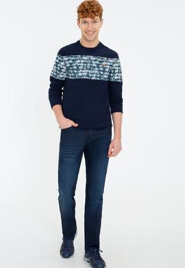 Erkek Lacivert Bisiklet Yaka Sweatshirt - 50236800011