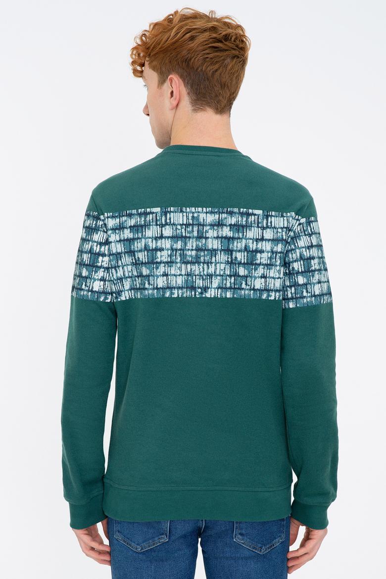 Erkek Koyu Yeşil Bisiklet Yaka Sweatshirt - 50236800027