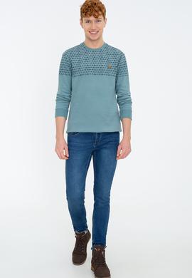 Erkek İndigo Sweatshirt - 50236802008