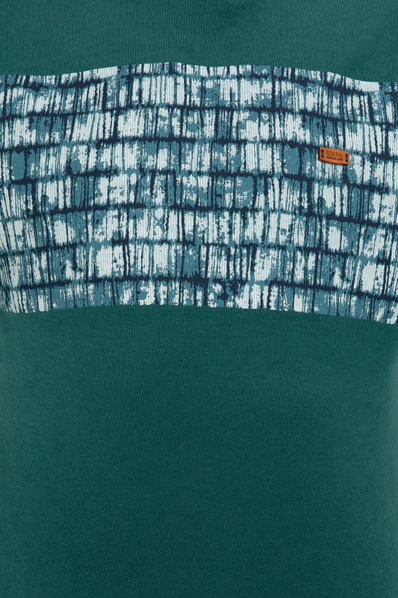 Erkek Koyu Yeşil Bisiklet Yaka Sweatshirt - 50236800027