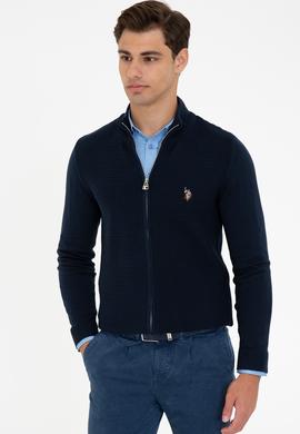 Erkek Lacivert Basic Triko Hırka - 50236960019