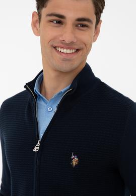 Erkek Lacivert Basic Triko Hırka - 50236960019