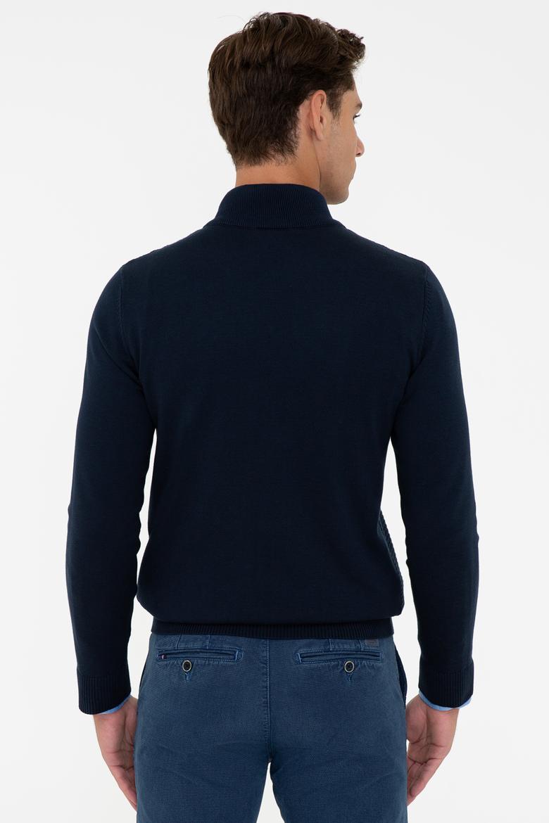 Erkek Lacivert Basic Triko Hırka - 50236960019