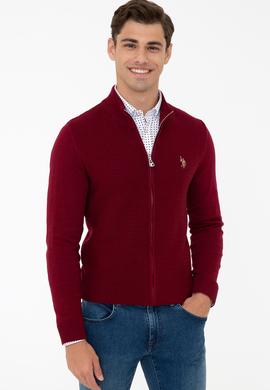 Erkek Bordo Basic Triko Hırka - 50236960028