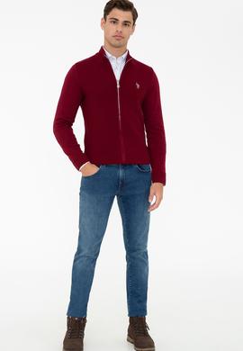 Erkek Bordo Basic Triko Hırka - 50236960028