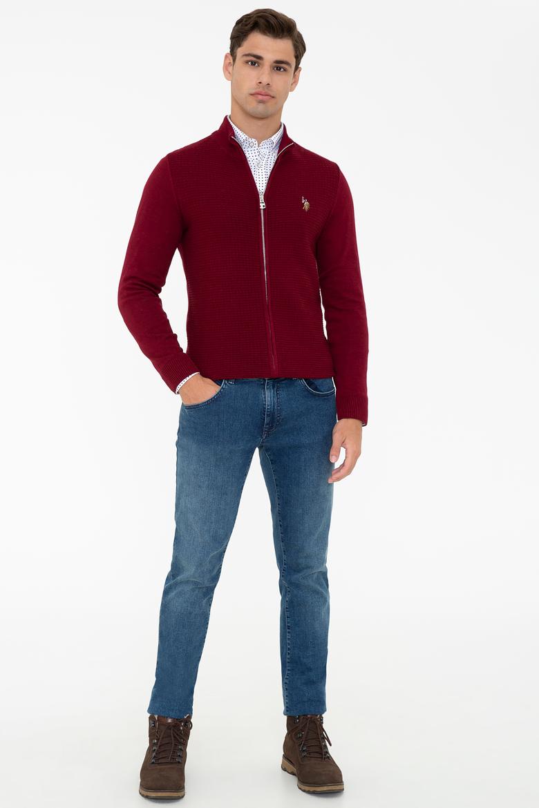 Erkek Bordo Basic Triko Hırka - 50236960028