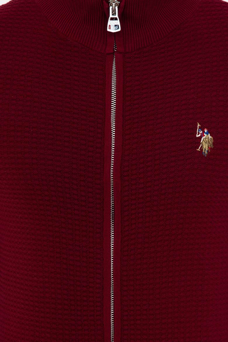 Erkek Bordo Basic Triko Hırka - 50236960028