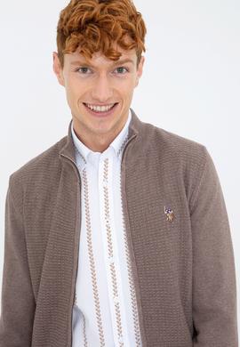 Erkek Vizon Melanj Basic Triko Hırka - 50236960037