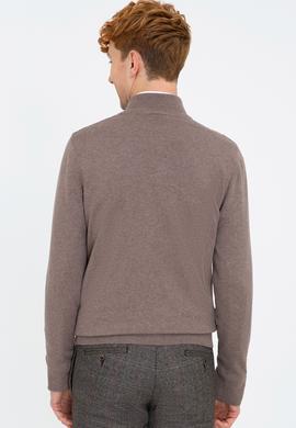 Erkek Vizon Melanj Basic Triko Hırka - 50236960037