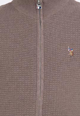 Erkek Vizon Melanj Basic Triko Hırka - 50236960037