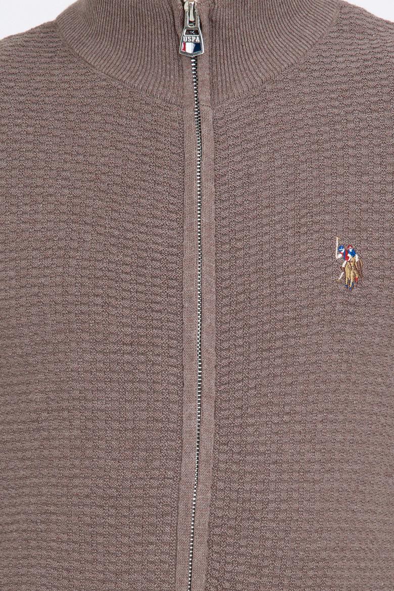 Erkek Vizon Melanj Basic Triko Hırka - 50236960037