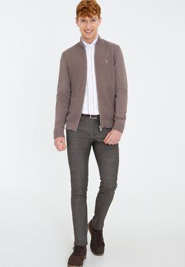 Erkek Vizon Melanj Basic Triko Hırka - 50236960037