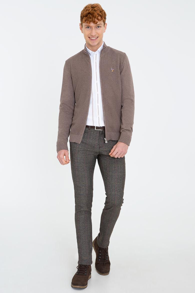 Erkek Vizon Melanj Basic Triko Hırka - 50236960037