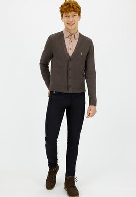 Erkek Kahverengi Basic Triko Hırka - 50236966059