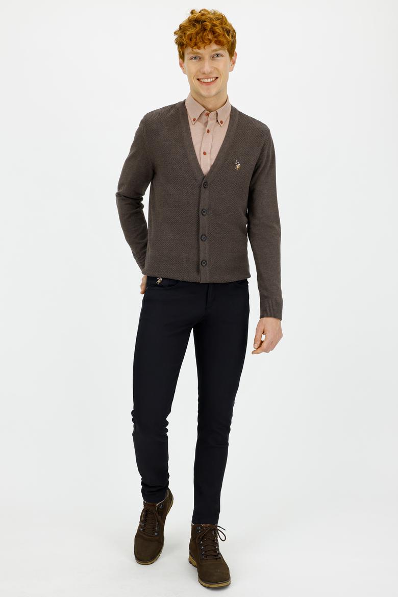 Erkek Kahverengi Basic Triko Hırka - 50236966059