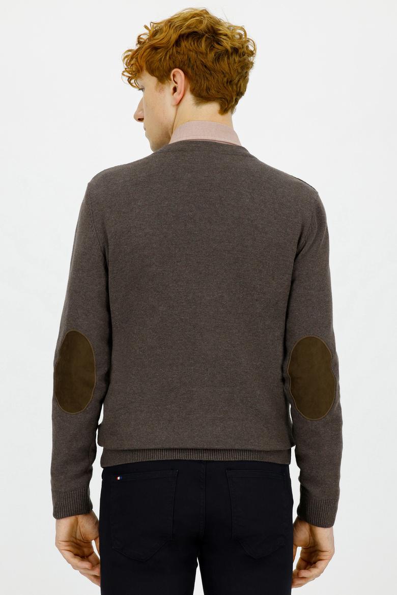 Erkek Kahverengi Basic Triko Hırka - 50236966059