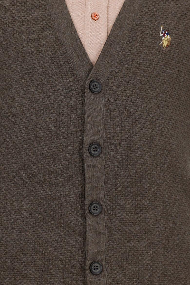 Erkek Kahverengi Basic Triko Hırka - 50236966059