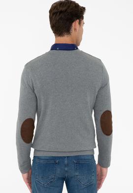 Erkek Gri Melanj Basic Triko Hırka - 50236966067