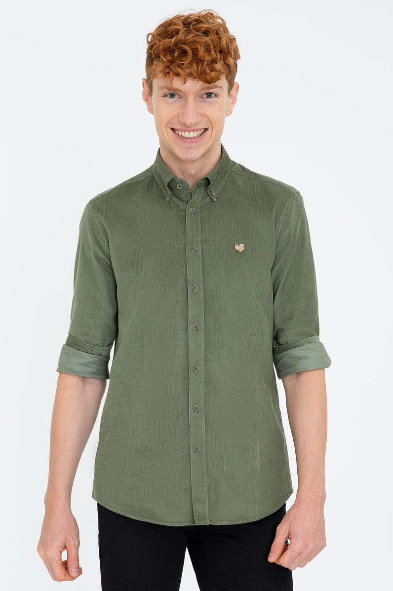 Erkek Haki Gömlek Uzunkol
