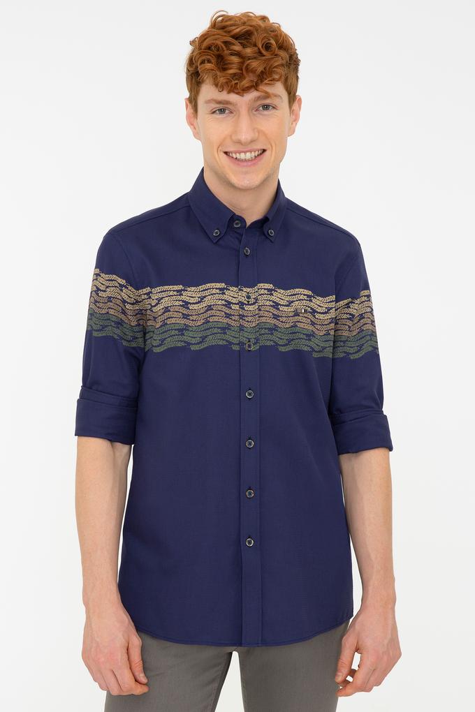 Erkek Lacivert Uzun Kollu Gömlek