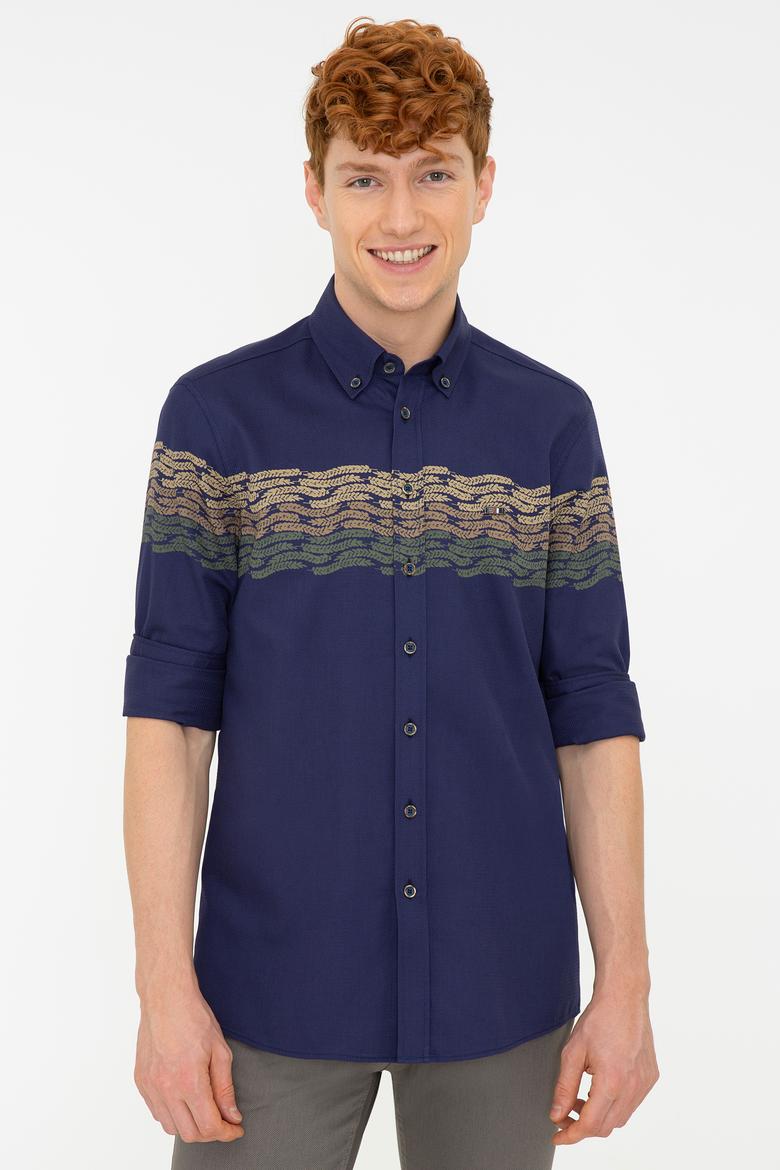 Erkek Lacivert Uzun Kollu Gömlek