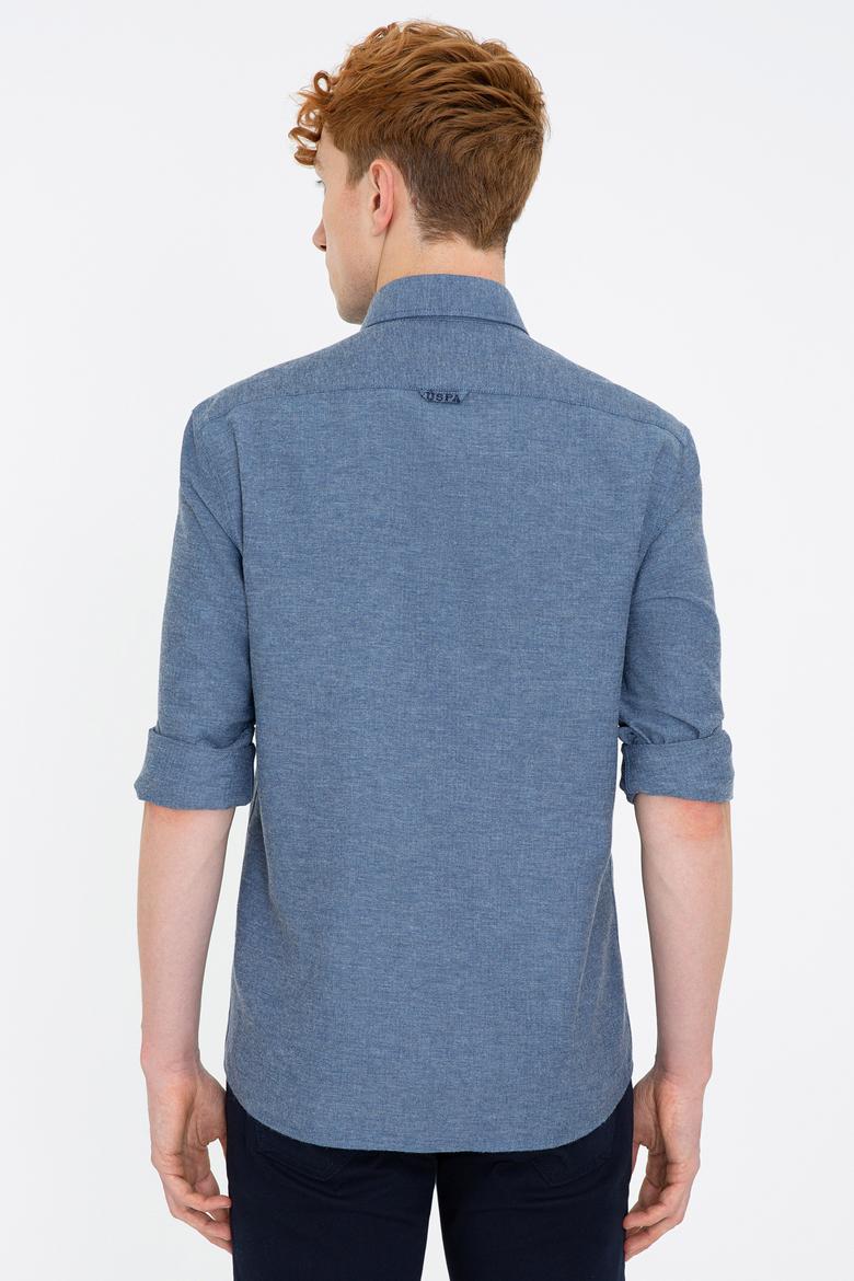 Erkek İndigo Uzun Kollu Basic Gömlek - 50238146043