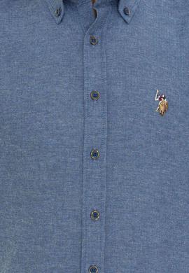 Erkek İndigo Uzun Kollu Basic Gömlek - 50238146043