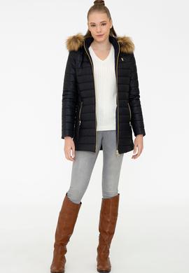 Kadın Lacivert Deri Mont Kaban - 50243797012