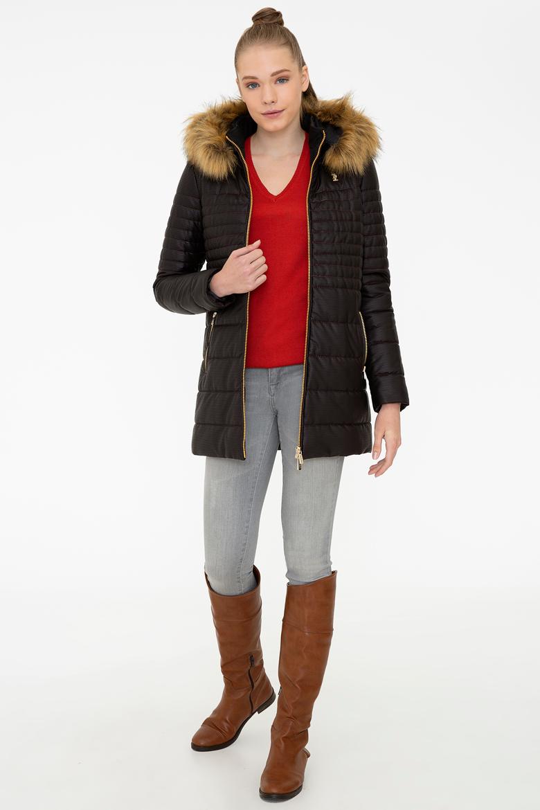 Kadın Kırmızı Deri Mont Kaban - 50243796003