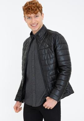 Erkek Siyah Deri Mont Kaban - 50243886003