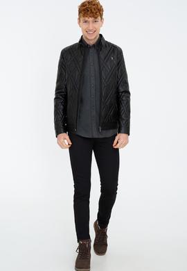 Erkek Siyah Deri Mont Kaban - 50243889003